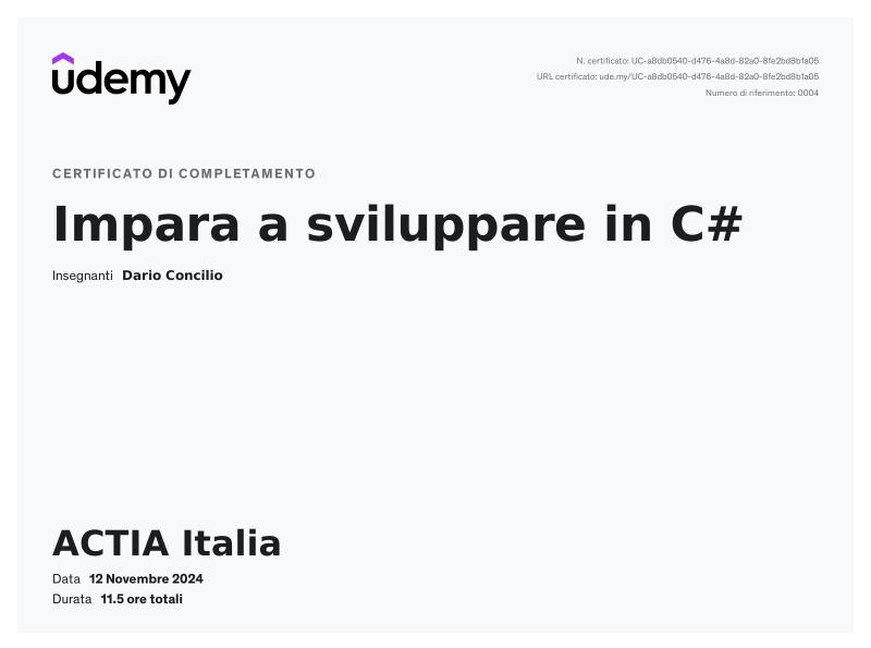 Certificazione C#