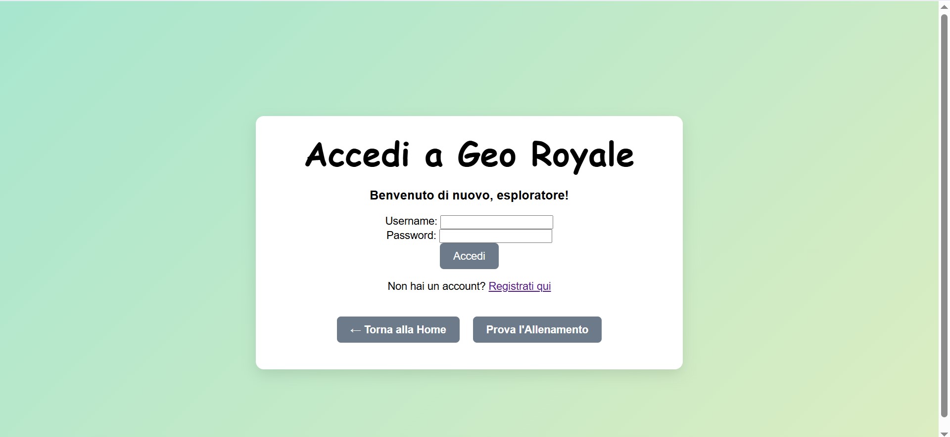 Schermata di accesso