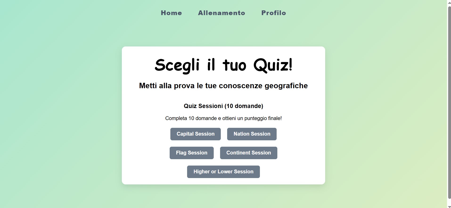 Modalità quiz