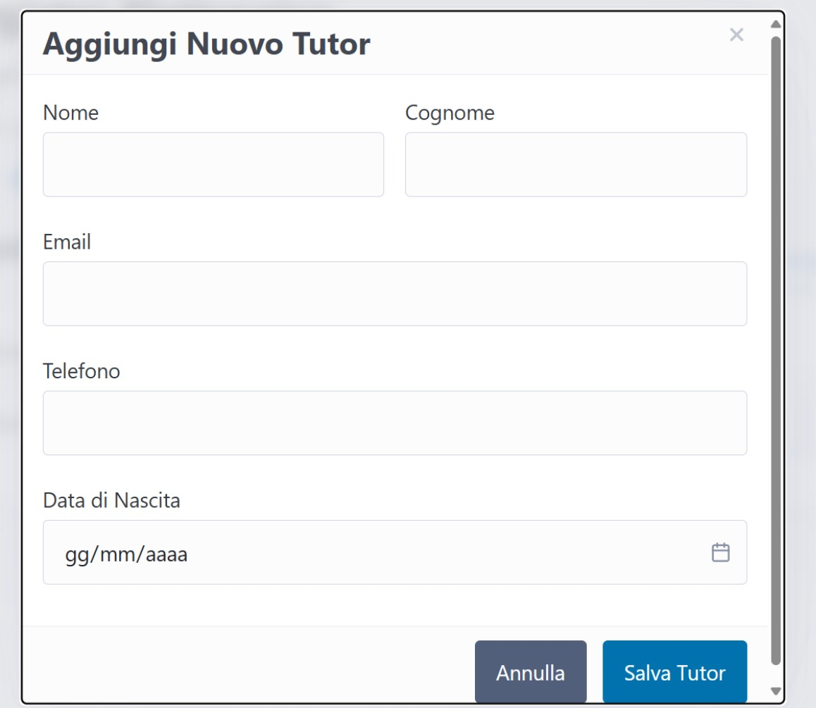 Aggiunta Nuovo Tutor